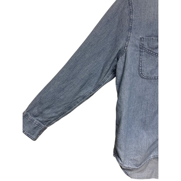 Madewell Women's Button Front Long Sleeve Cotton Denim Shirt Size Medium - Picture 2 of 9